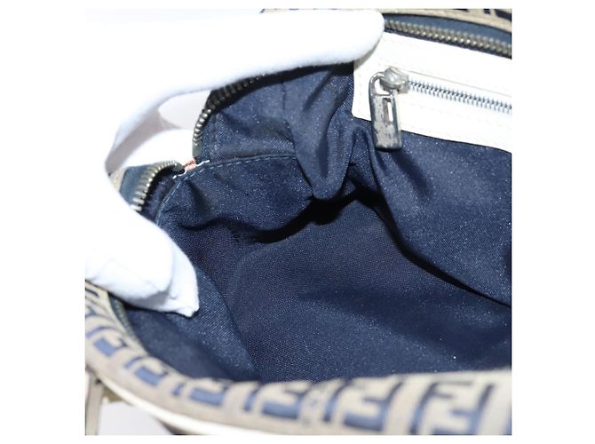 FENDI Zucchino Canvas Handtasche Navy Silver 8BN004 Auth mr2935 Silber Marineblau - Ansicht 23
