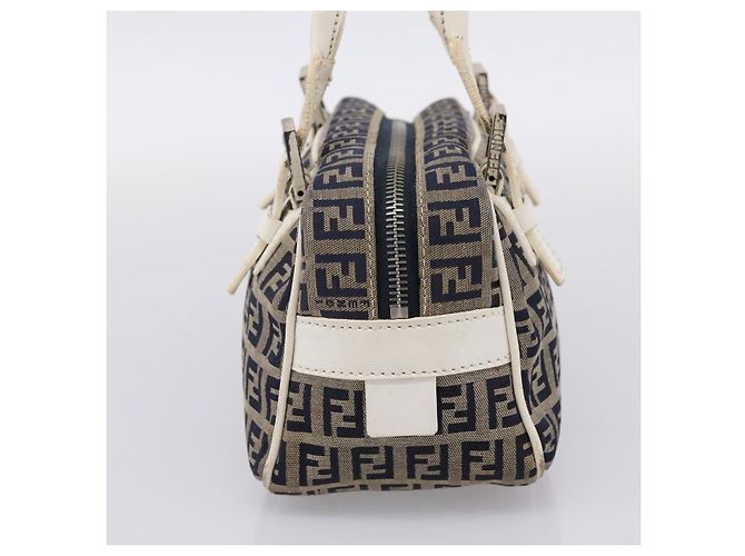 FENDI Zucchino Canvas Handtasche Navy Silver 8BN004 Auth mr2935 Silber Marineblau - Ansicht 3