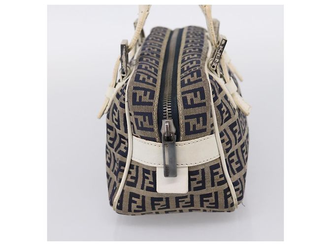FENDI Zucchino Canvas Handtasche Navy Silver 8BN004 Auth mr2935 Silber Marineblau - Ansicht 4
