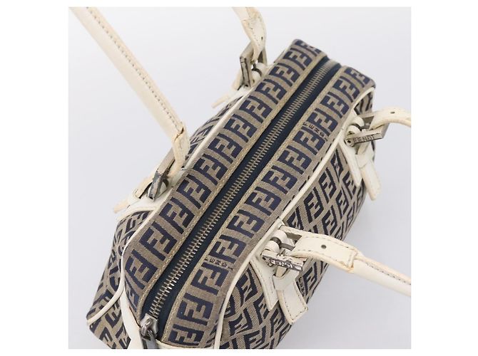 FENDI Zucchino Canvas Handtasche Navy Silver 8BN004 Auth mr2935 Silber Marineblau - Ansicht 6