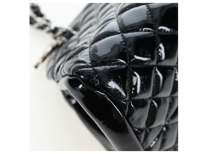 Borsa Bowling CHANEL Matelasse Mademoiselle Vernice Nera Argento CC Auth yk20960V Nero - vista 15
