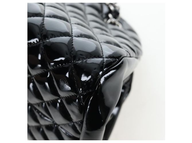 Borsa Bowling CHANEL Matelasse Mademoiselle Vernice Nera Argento CC Auth yk20960V Nero - vista 18