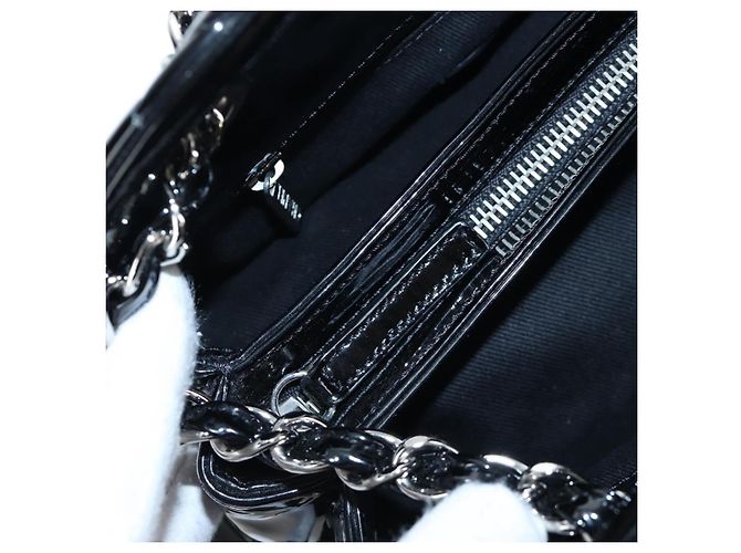 Borsa Bowling CHANEL Matelasse Mademoiselle Vernice Nera Argento CC Auth yk20960V Nero - vista 20