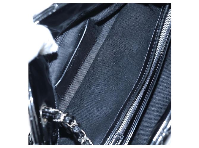 Borsa Bowling CHANEL Matelasse Mademoiselle Vernice Nera Argento CC Auth yk20960V Nero - vista 22