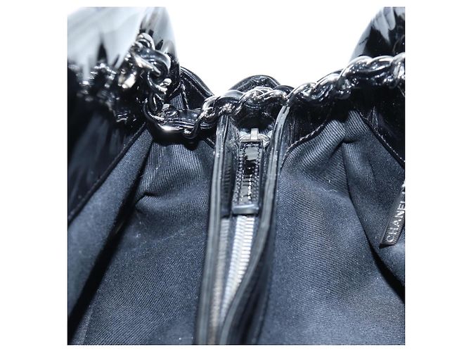 Borsa Bowling CHANEL Matelasse Mademoiselle Vernice Nera Argento CC Auth yk20960V Nero - vista 25