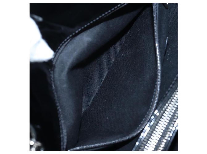 Borsa Bowling CHANEL Matelasse Mademoiselle Vernice Nera Argento CC Auth yk20960V Nero - vista 27