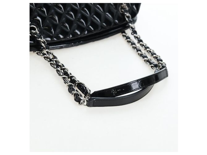 Borsa Bowling CHANEL Matelasse Mademoiselle Vernice Nera Argento CC Auth yk20960V Nero - vista 7