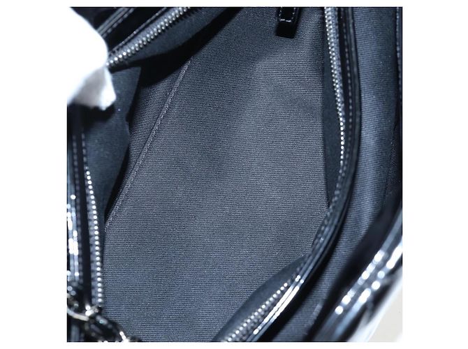 Borsa Bowling CHANEL Matelasse Mademoiselle Vernice Nera Argento CC Auth yk20960V Nero - vista 9