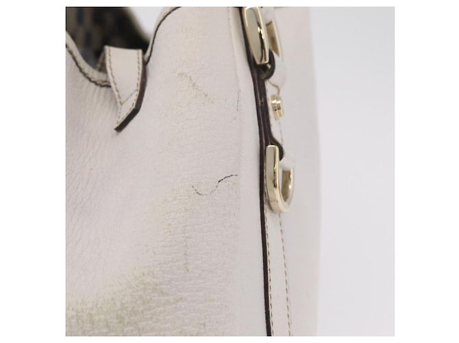 Borsa Tote GUCCI Abbey in Pelle Bianco Oro 130736 Auth 206102 - vista 14
