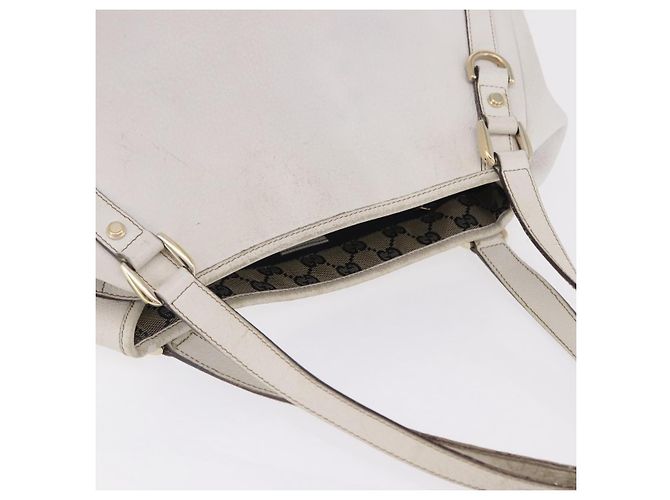 Borsa Tote GUCCI Abbey in Pelle Bianco Oro 130736 Auth 206102 - vista 15