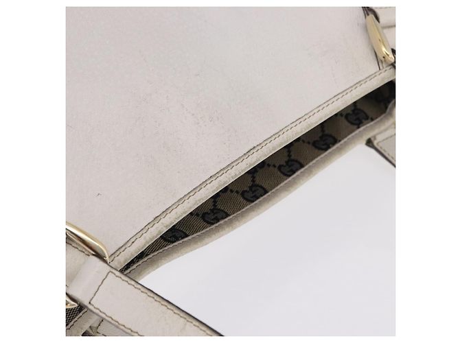 Borsa Tote GUCCI Abbey in Pelle Bianco Oro 130736 Auth 206102 - vista 16