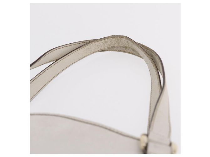 Borsa Tote GUCCI Abbey in Pelle Bianco Oro 130736 Auth 206102 - vista 17