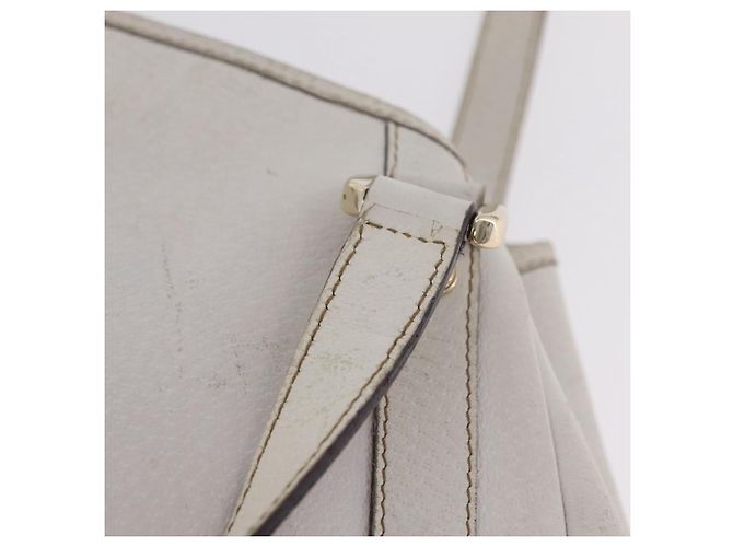 Borsa Tote GUCCI Abbey in Pelle Bianco Oro 130736 Auth 206102 - vista 19