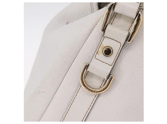 Borsa Tote GUCCI Abbey in Pelle Bianco Oro 130736 Auth 206102 - vista 2