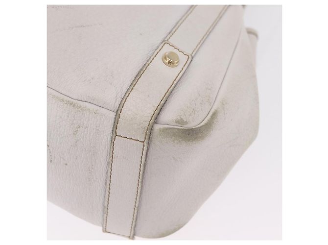 Borsa Tote GUCCI Abbey in Pelle Bianco Oro 130736 Auth 206102 - vista 21