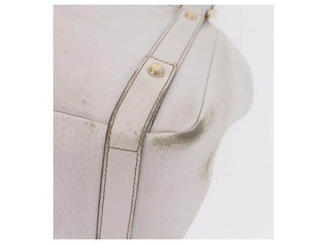 Borsa Tote GUCCI Abbey in Pelle Bianco Oro 130736 Auth 206102 - vista 23