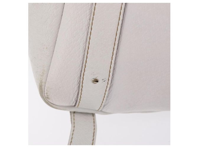 Borsa Tote GUCCI Abbey in Pelle Bianco Oro 130736 Auth 206102 - vista 4