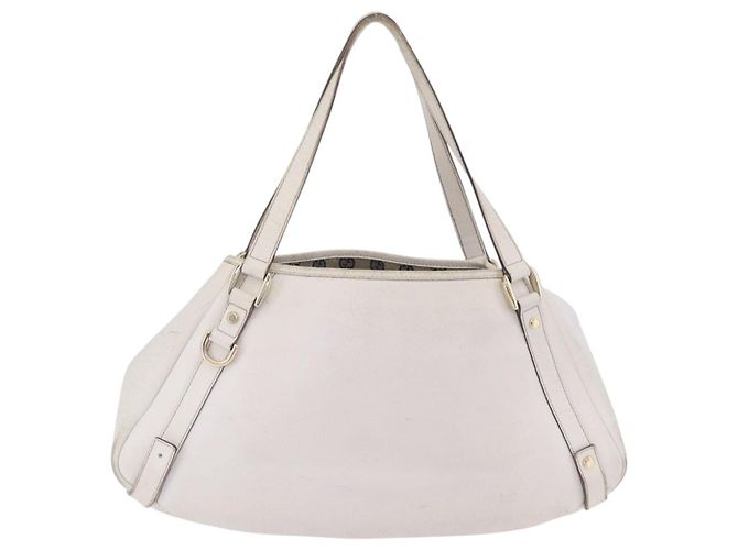 Borsa Tote GUCCI Abbey in Pelle Bianco Oro 130736 Auth 206102 - vista 5