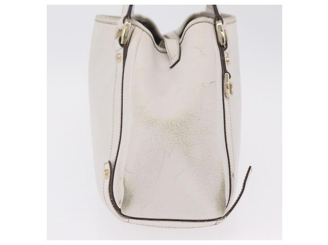 Borsa Tote GUCCI Abbey in Pelle Bianco Oro 130736 Auth 206102 - vista 7