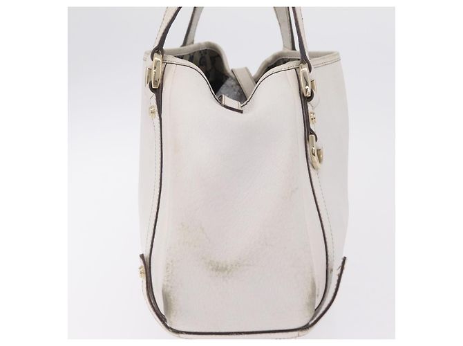 Borsa Tote GUCCI Abbey in Pelle Bianco Oro 130736 Auth 206102 - vista 8