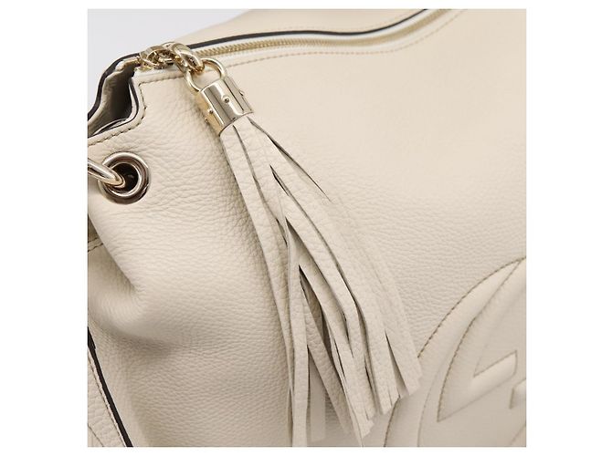 Borsa a tracolla GUCCI Soho in pelle 2way White Gold 408825 Auth ka6326V Bianco D'oro - vista 16