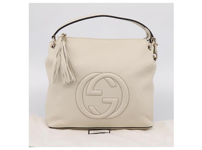 Borsa a tracolla GUCCI Soho in pelle 2way White Gold 408825 Auth ka6326V Bianco D'oro - vista 27