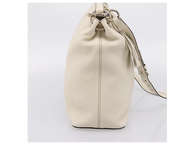 Borsa a tracolla GUCCI Soho in pelle 2way White Gold 408825 Auth ka6326V Bianco D'oro - vista 4