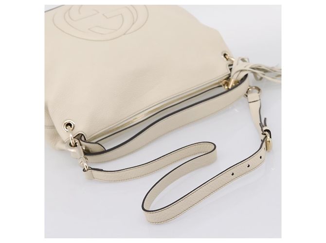 Borsa a tracolla GUCCI Soho in pelle 2way White Gold 408825 Auth ka6326V Bianco D'oro - vista 9