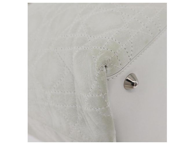 Borsa Christian Dior Lady Dior Canage in pelle bianca e argento Auth ep16079 Bianco - vista 13