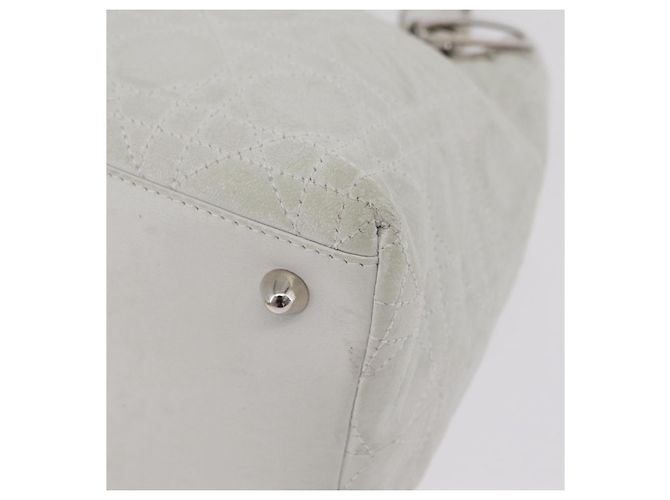 Borsa Christian Dior Lady Dior Canage in pelle bianca e argento Auth ep16079 Bianco - vista 14