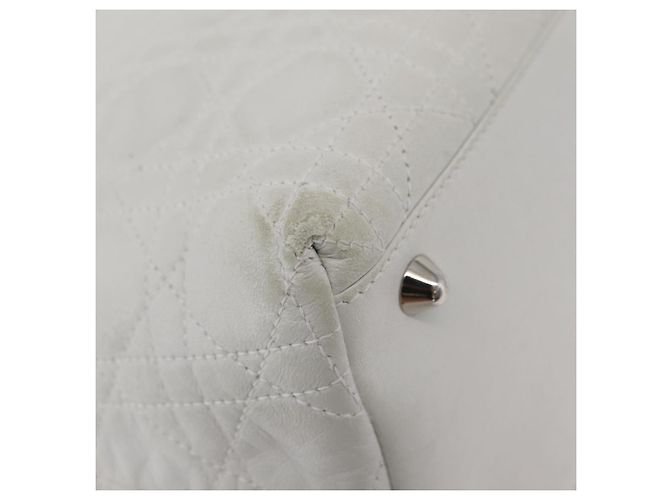 Borsa Christian Dior Lady Dior Canage in pelle bianca e argento Auth ep16079 Bianco - vista 15