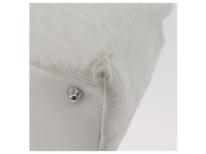 Borsa Christian Dior Lady Dior Canage in pelle bianca e argento Auth ep16079 Bianco - vista 16