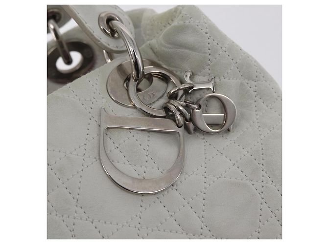 Borsa Christian Dior Lady Dior Canage in pelle bianca e argento Auth ep16079 Bianco - vista 17