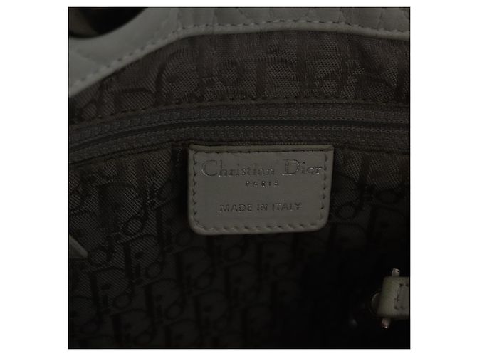 Borsa Christian Dior Lady Dior Canage in pelle bianca e argento Auth ep16079 Bianco - vista 18