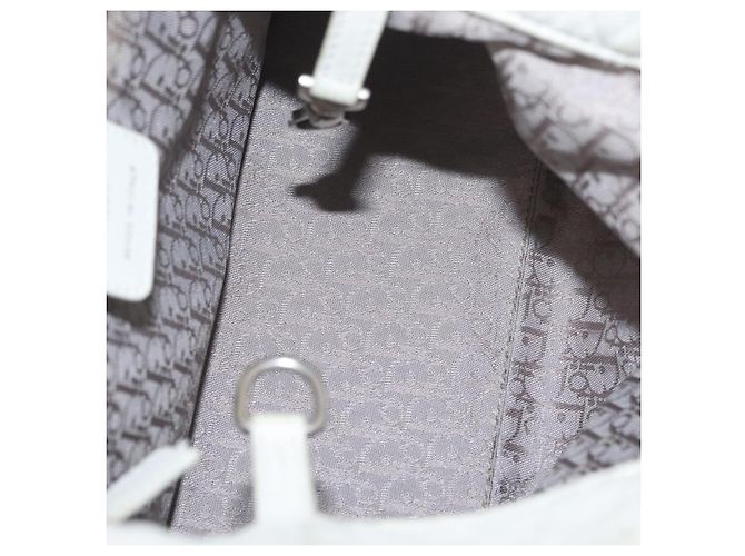 Borsa Christian Dior Lady Dior Canage in pelle bianca e argento Auth ep16079 Bianco - vista 19