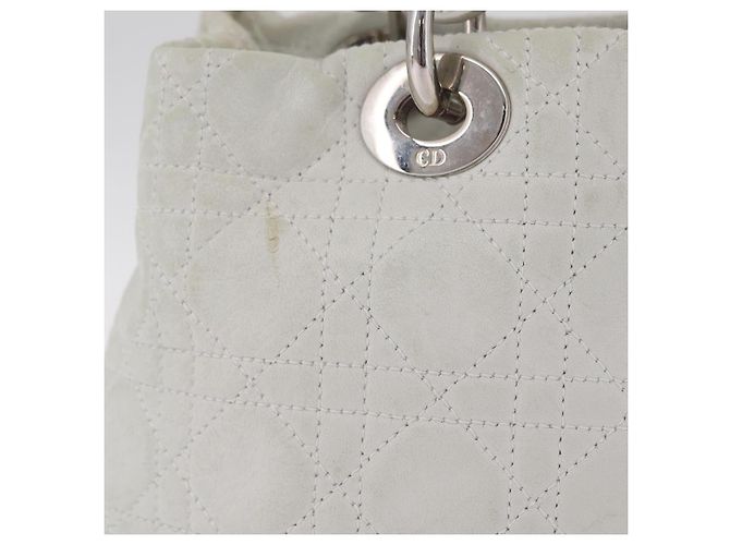 Borsa Christian Dior Lady Dior Canage in pelle bianca e argento Auth ep16079 Bianco - vista 3