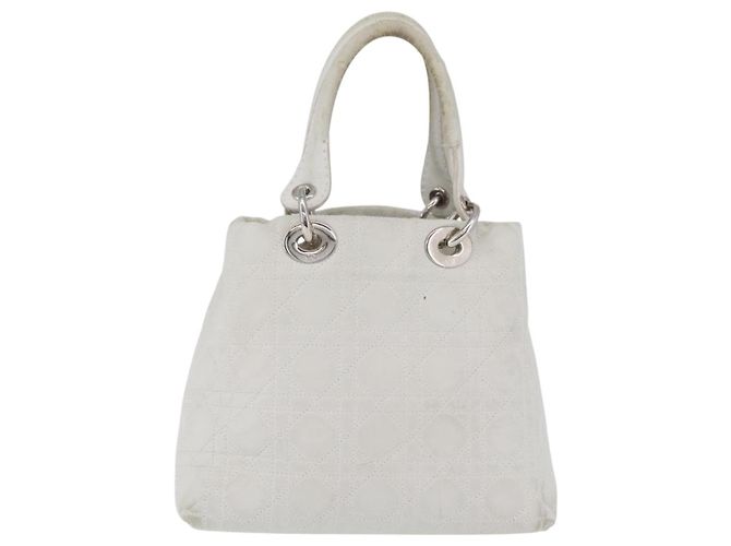 Borsa Christian Dior Lady Dior Canage in pelle bianca e argento Auth ep16079 Bianco - vista 4