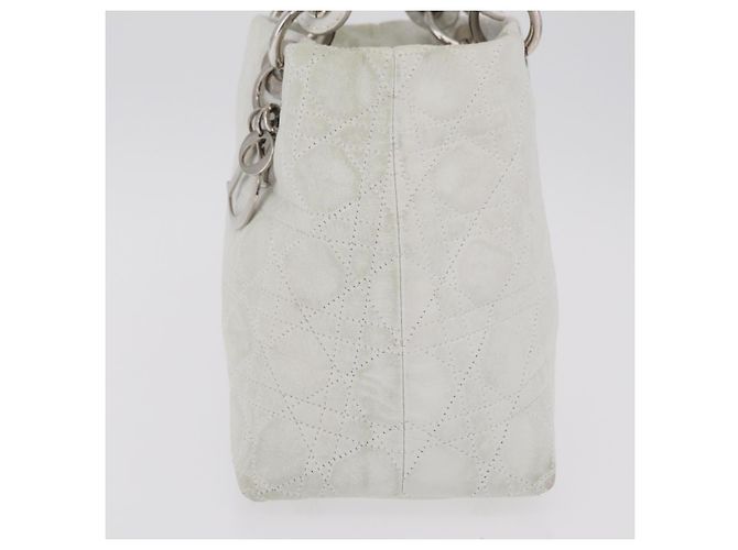 Borsa Christian Dior Lady Dior Canage in pelle bianca e argento Auth ep16079 Bianco - vista 6
