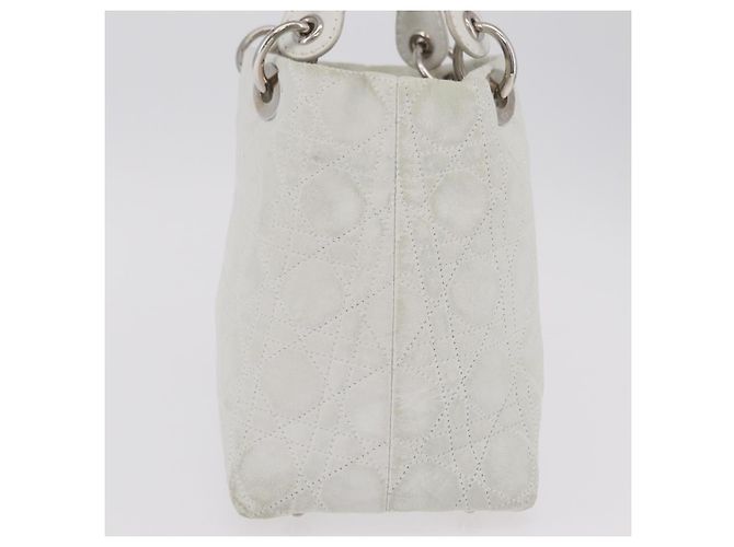 Borsa Christian Dior Lady Dior Canage in pelle bianca e argento Auth ep16079 Bianco - vista 7