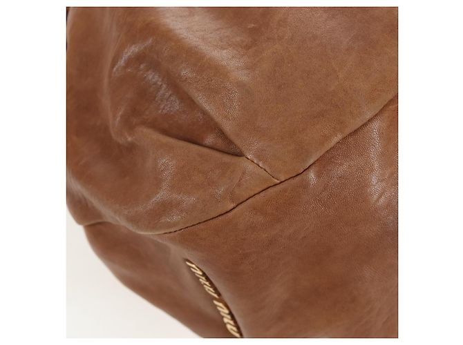 Borsa a tracolla Miu Miu in pelle 2way marrone tono oro Auth 205819A - vista 10
