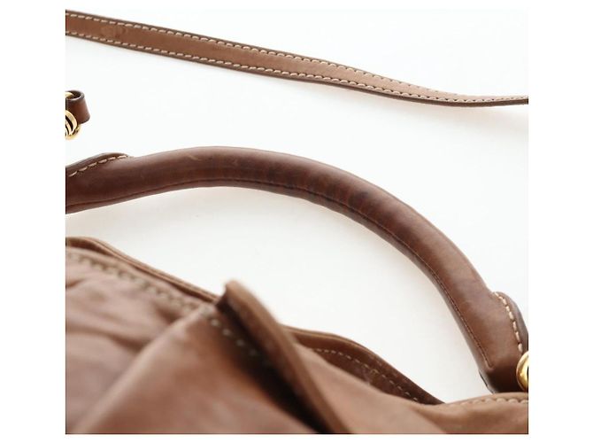 Borsa a tracolla Miu Miu in pelle 2way marrone tono oro Auth 205819A - vista 14