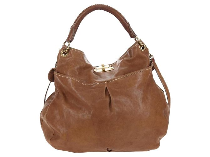 Borsa a tracolla Miu Miu in pelle 2way marrone tono oro Auth 205819A - vista 2