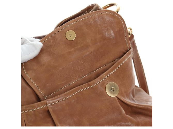 Borsa a tracolla Miu Miu in pelle 2way marrone tono oro Auth 205819A - vista 20