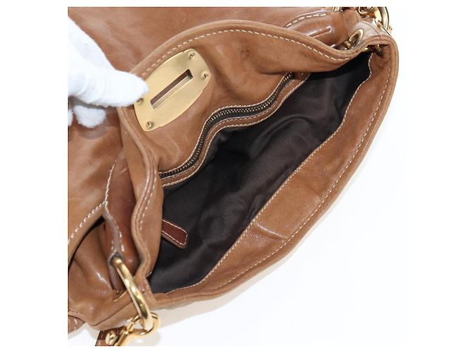 Borsa a tracolla Miu Miu in pelle 2way marrone tono oro Auth 205819A - vista 23