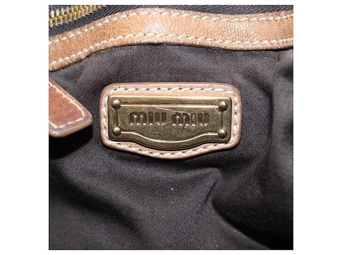 Borsa a tracolla Miu Miu in pelle 2way marrone tono oro Auth 205819A - vista 24