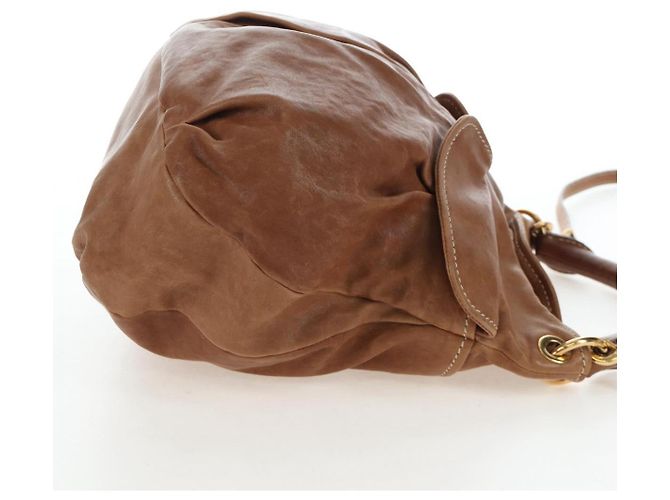 Borsa a tracolla Miu Miu in pelle 2way marrone tono oro Auth 205819A - vista 4