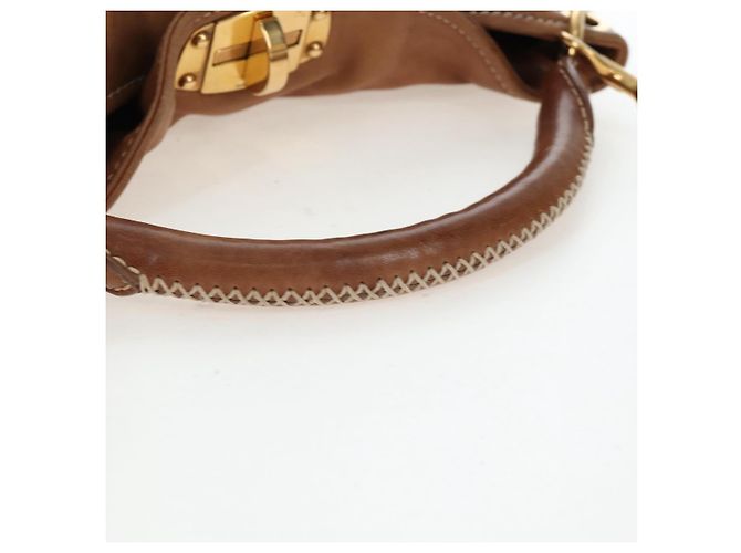 Borsa a tracolla Miu Miu in pelle 2way marrone tono oro Auth 205819A - vista 7