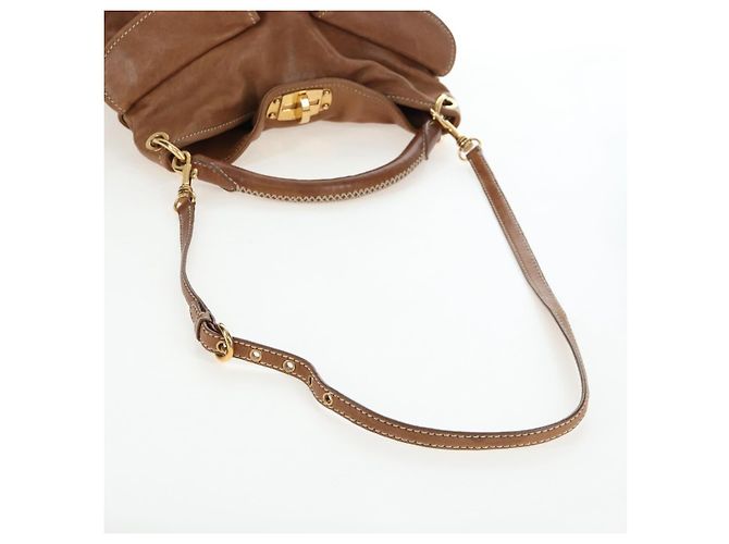 Borsa a tracolla Miu Miu in pelle 2way marrone tono oro Auth 205819A - vista 8