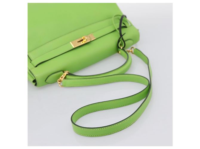 Hermès Borsa a mano HERMES Kelly 32 in pelle 2way Verde Gold Auth 205964SM D'oro - vista 10