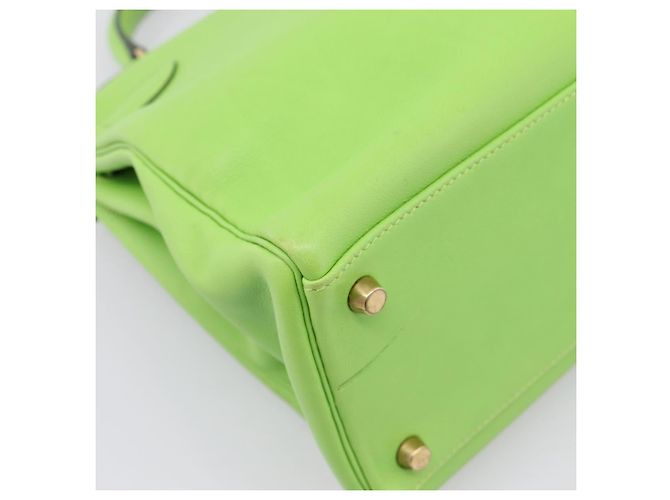Hermès Borsa a mano HERMES Kelly 32 in pelle 2way Verde Gold Auth 205964SM D'oro - vista 16